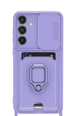 Newface Samsung Galaxy S25 Plus Kılıf Zuma Kartvizitli Yüzüklü Silikon - Lila