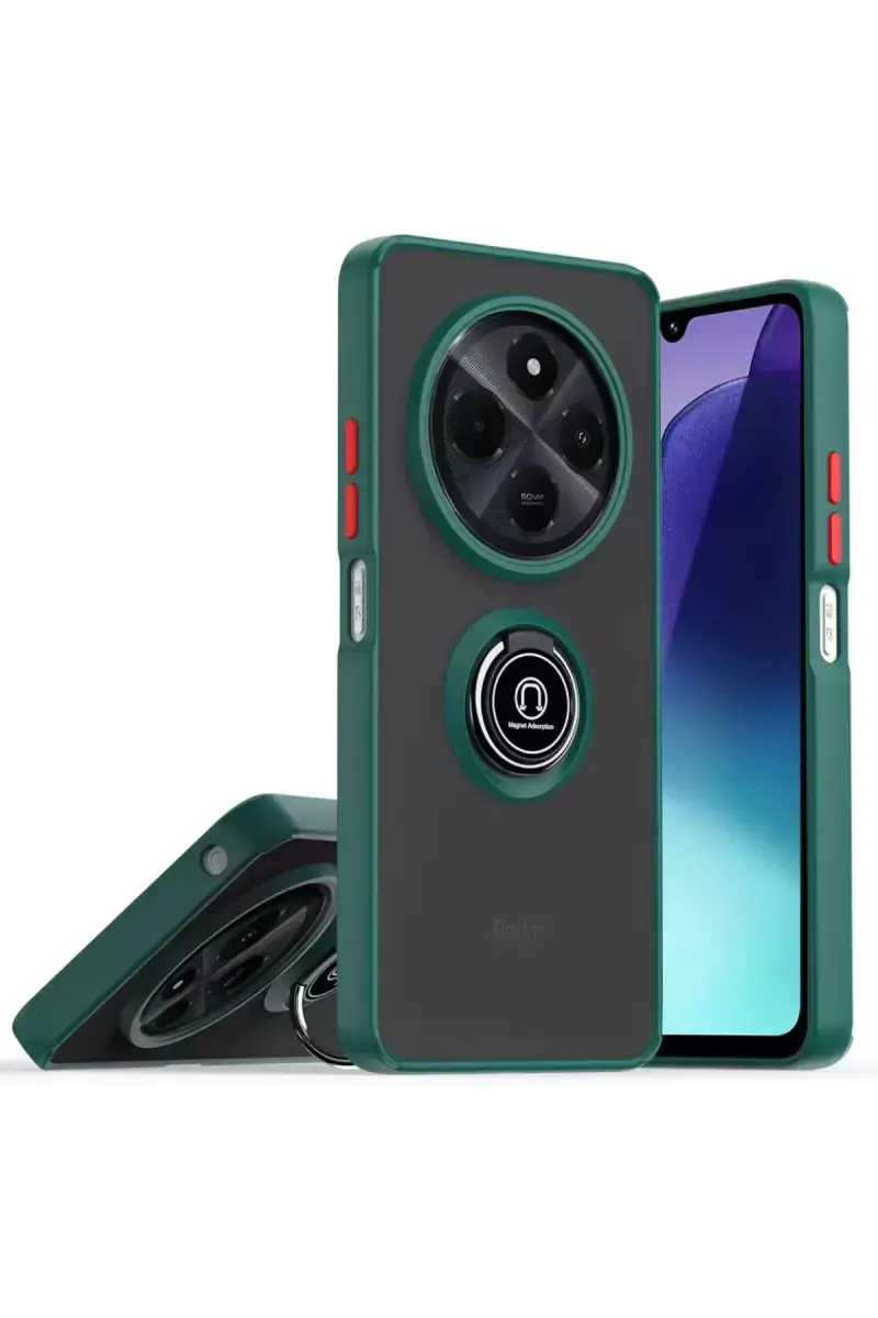 Newface Realme C75 4g Kılıf Montreal Yüzüklü Silikon Kapak - Yeşil