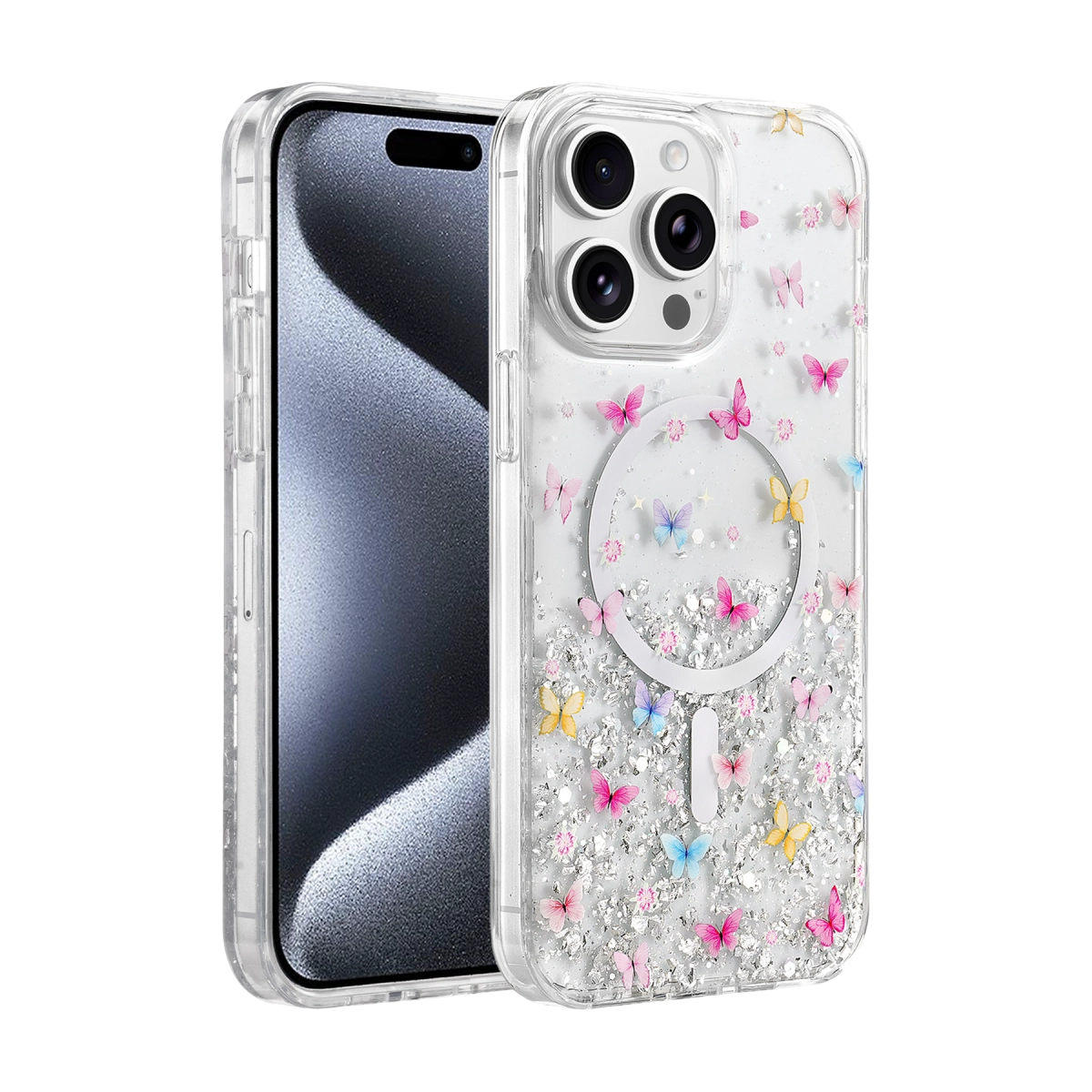 Onegif  İphone 15 Pro Max Misk Simli Magsafe Kapak - Desen 4