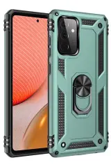 Newface Samsung Galaxy A72 Kılıf Sofya Yüzüklü Silikon Kapak - Yeşil