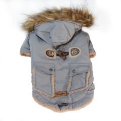 Antler Buttoned Coat Küçük Irklar İçin Kapşonlu Köpek Montu Small