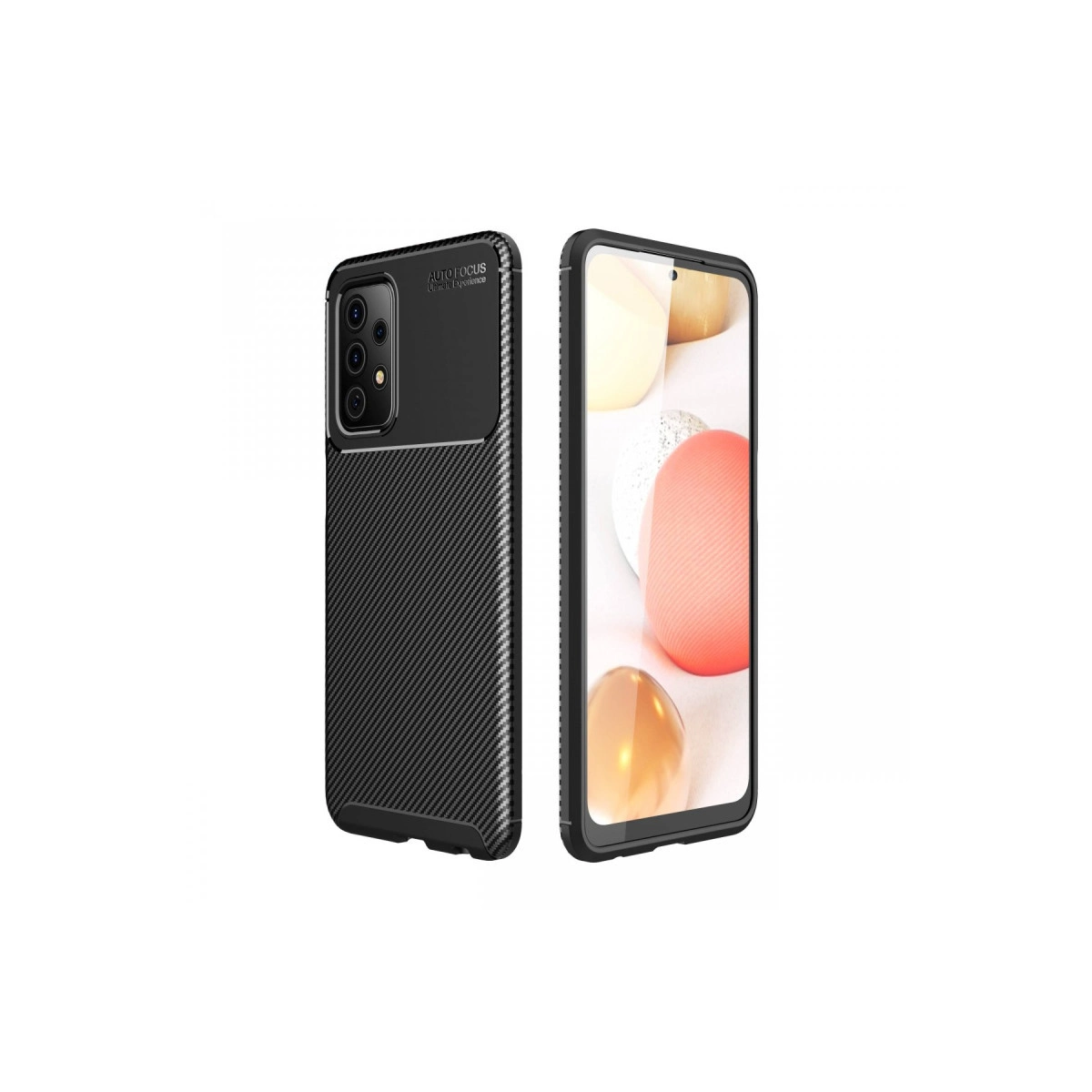 Samsung Galaxy A72 Kılıf Auto Focus Karbon Kapak - Siyah