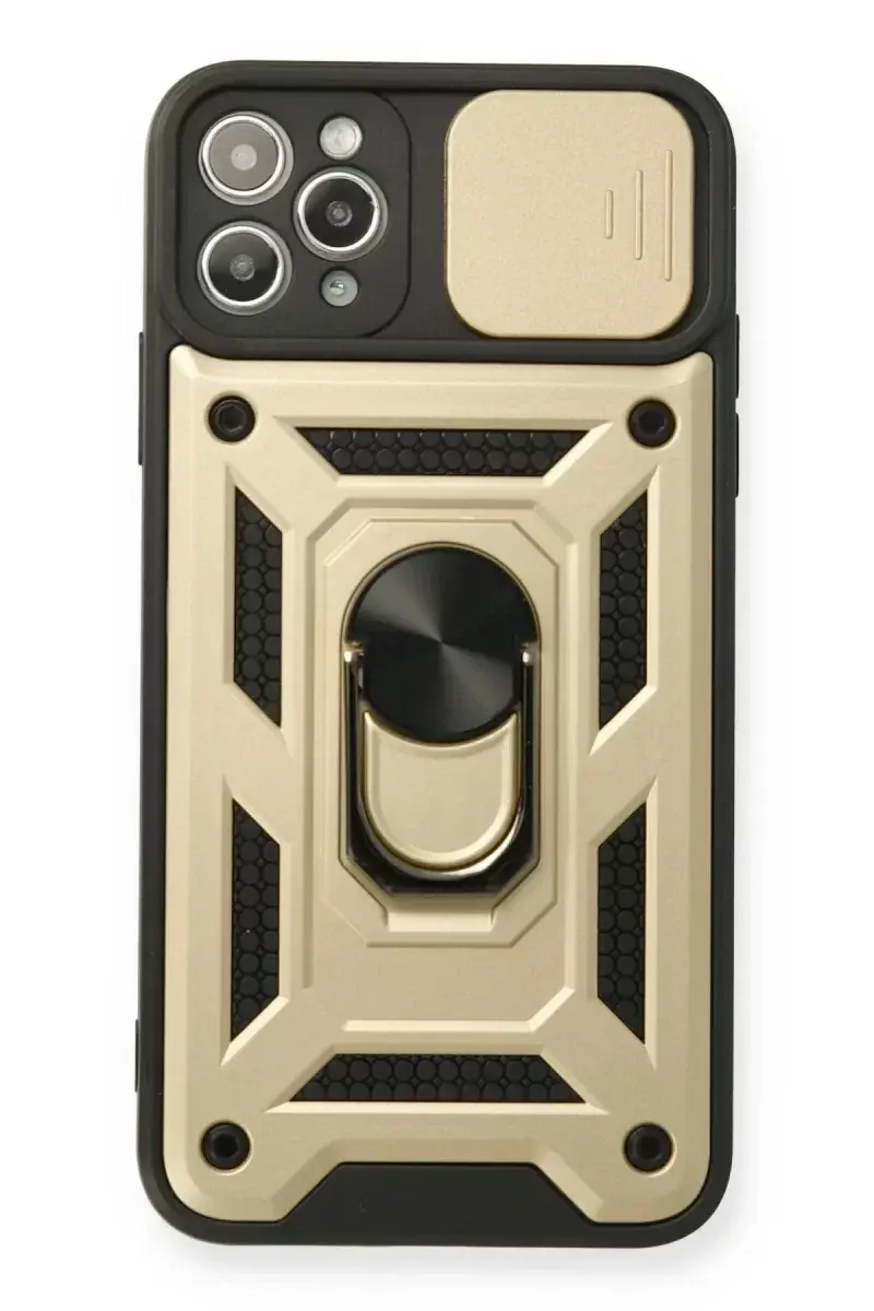 Newface İphone 11 Pro Kılıf Pars Lens Yüzüklü Silikon - Gold