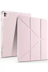 Newface İpad Air 13 (2024) Kılıf Kalemlikli Mars Tablet Kılıfı - Rose Gold