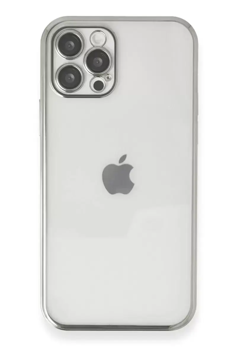 Newface İphone 12 Pro Max Kılıf Razer Lensli Silikon - Gümüş