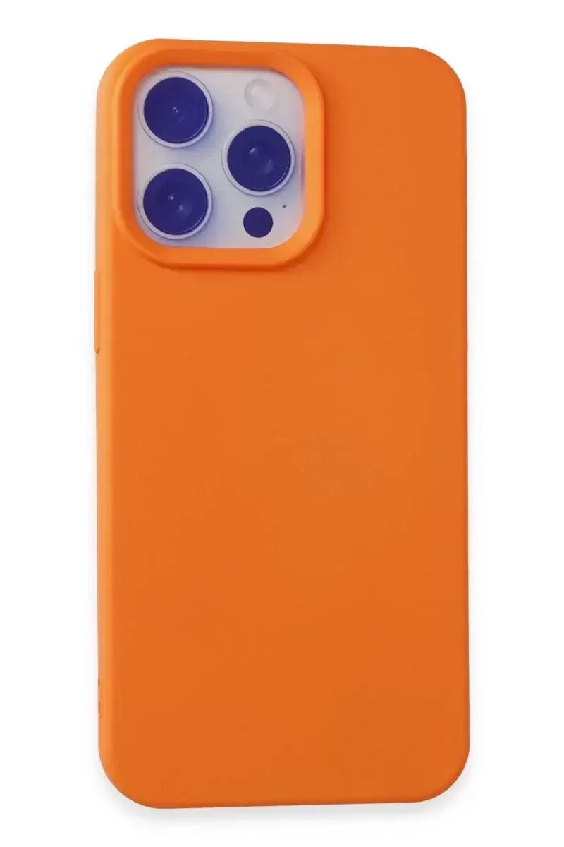 Newface İphone 15 Pro Max Kılıf Nano İçi Kadife Silikon - Turuncu