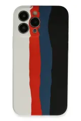 Newface İphone 13 Pro Kılıf Ebruli Lansman Silikon - Beyaz-siyah