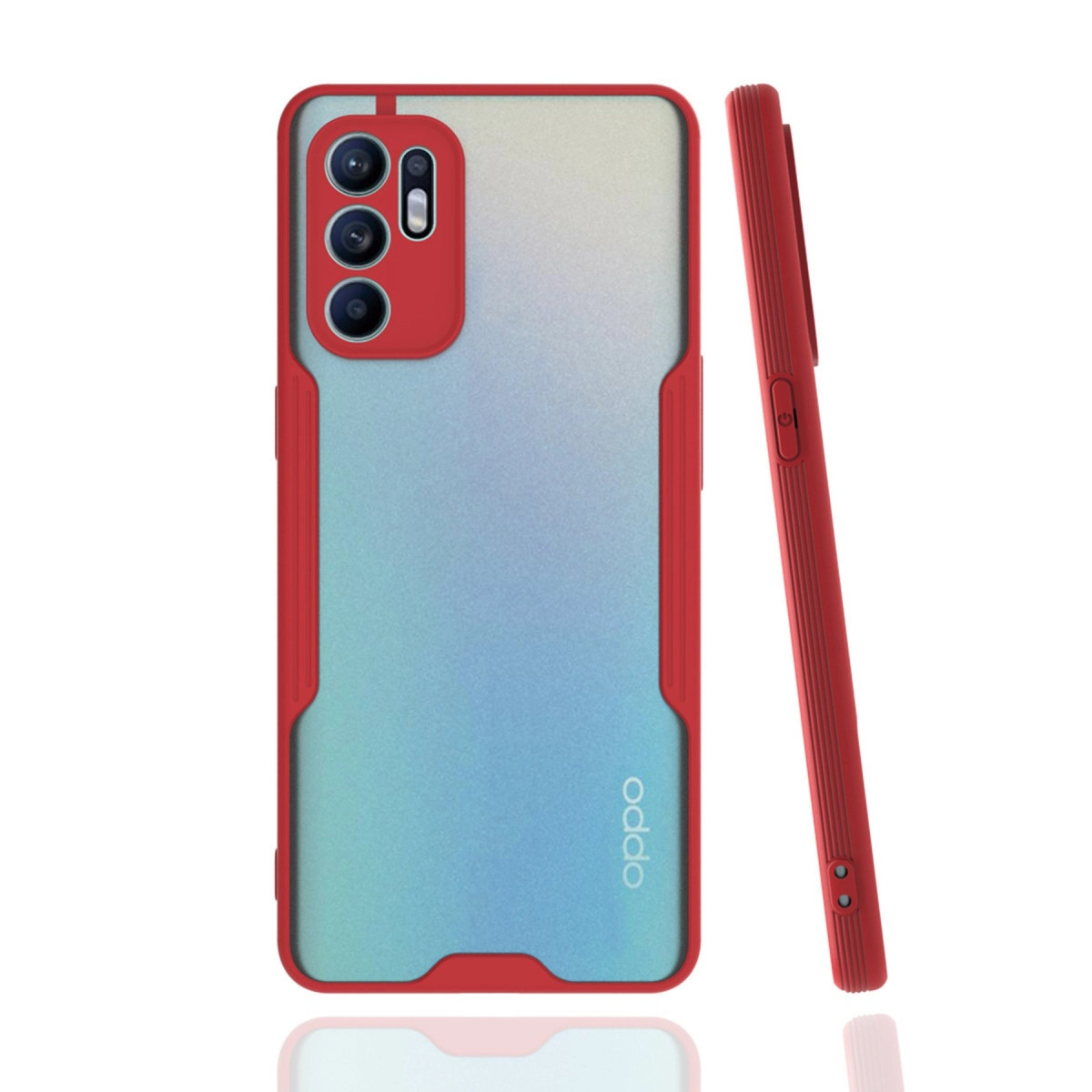 Oppo Reno 6 Kılıf Platin Silikon - Kırmızı