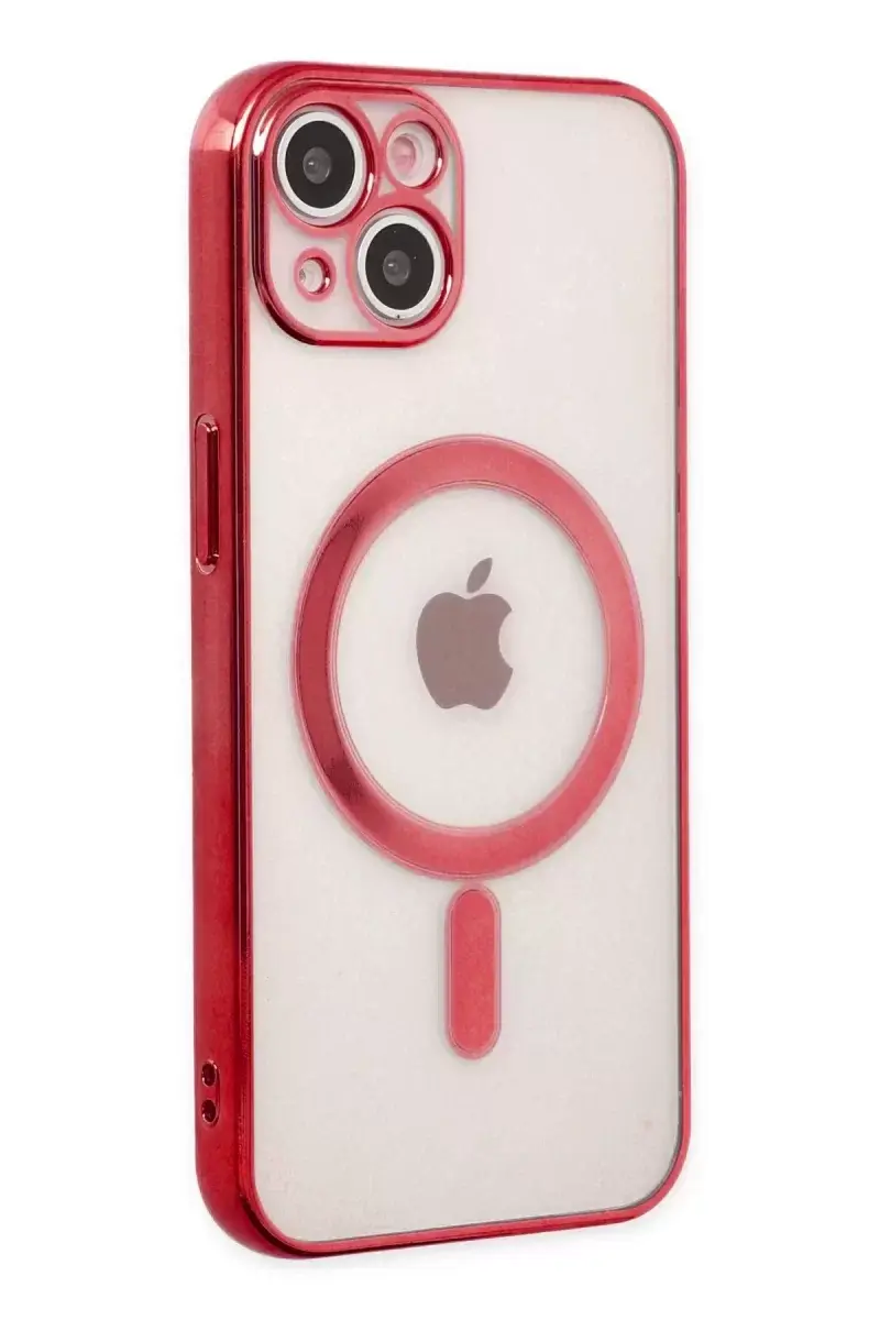 Newface İphone 14 Plus Kılıf Magneticsafe Lazer Silikon - Kırmızı