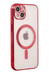 Newface İphone 14 Plus Kılıf Magneticsafe Lazer Silikon - Kırmızı
