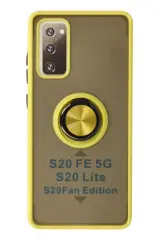 Newface Samsung Galaxy S20 Fe Kılıf Montreal Yüzüklü Silikon Kapak - Sarı
