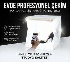 20 X 20 Cm Profesyonel Stüdyo Led Işıklı Çift Sıra Ürün Fotoğraf Çekim Çadırı
