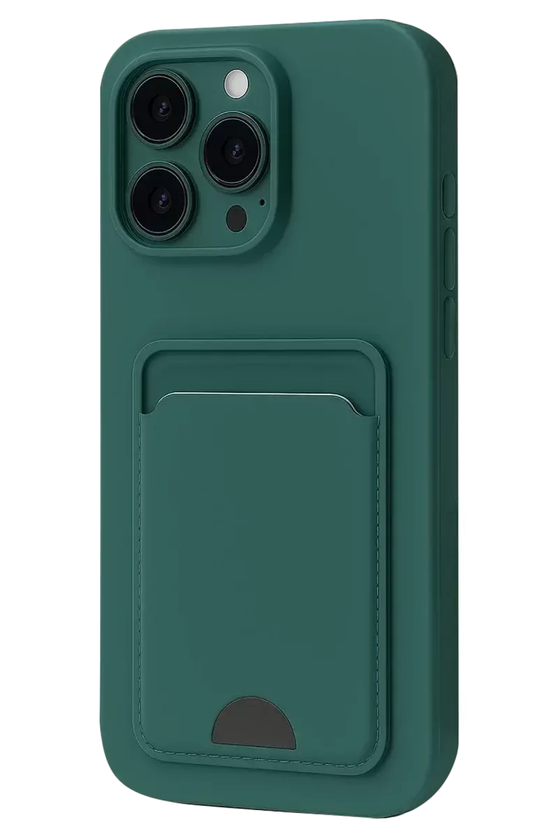 Newface İphone 16 Pro Kılıf Kelvin Kartvizitli Silikon - Koyu Yeşil