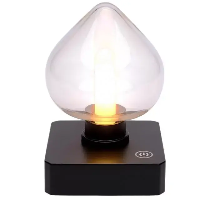 Ledx YQx-anl95-b03 Amber Renkli Alev Efektli Dokunmatik Masa Lambası 800mah Şarjlı (şeffaf Kalpli)