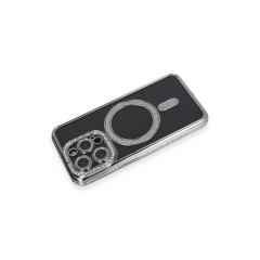 İphone 14 Pro Max Kılıf Joke Simli Magneticsafe Kılıf - Gri