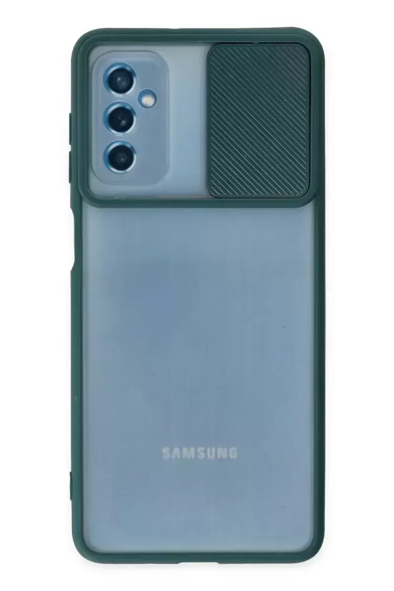 Newface Samsung Galaxy M52 5g Kılıf Palm Buzlu Kamera Sürgülü Silikon - Yeşil