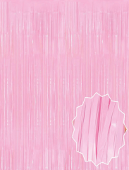 Soft Pembe Püsküllü Kapı Perdesi - Parti, Baby Shower, Cinsiyet Partisi 1x2 M