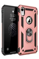 Newface Apple İphone Xr Kılıf Sofya Yüzüklü Silikon Kapak - Rose