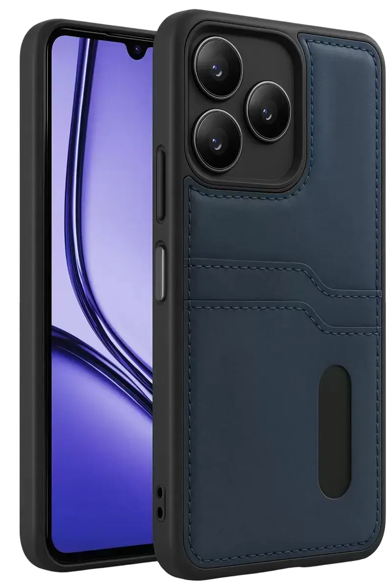 Newface Realme Note 50 4g Kılıf Sara Kartvizitli Deri Kılıf - Lacivert