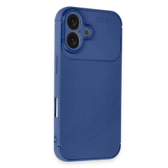 İphone 16 Plus Kılıf Auto Focus Karbon Kapak - Lacivert