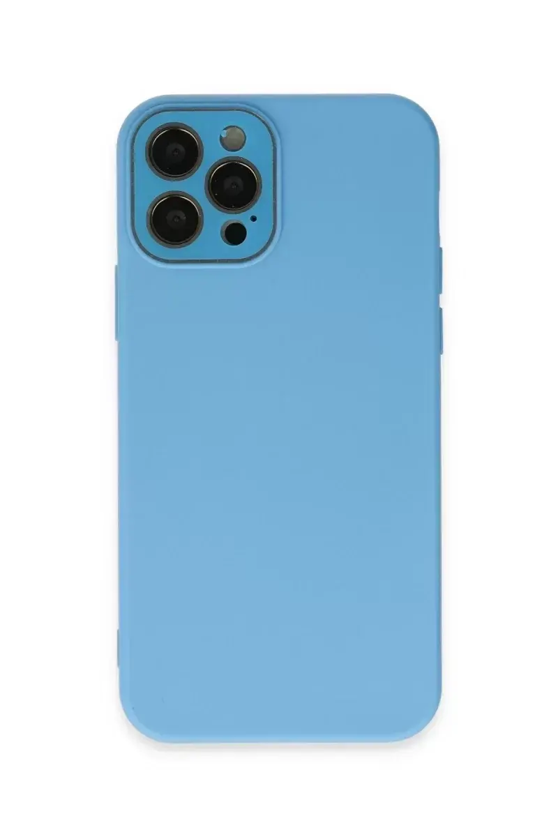 Newface İphone 12 Pro Max Kılıf Lansman Glass Kapak - Mavi