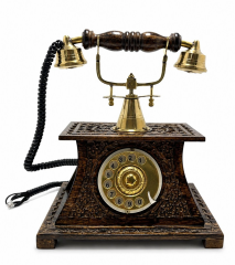 Ahşap Ve Pirinç Nostaljik Masa Telefonu Af931