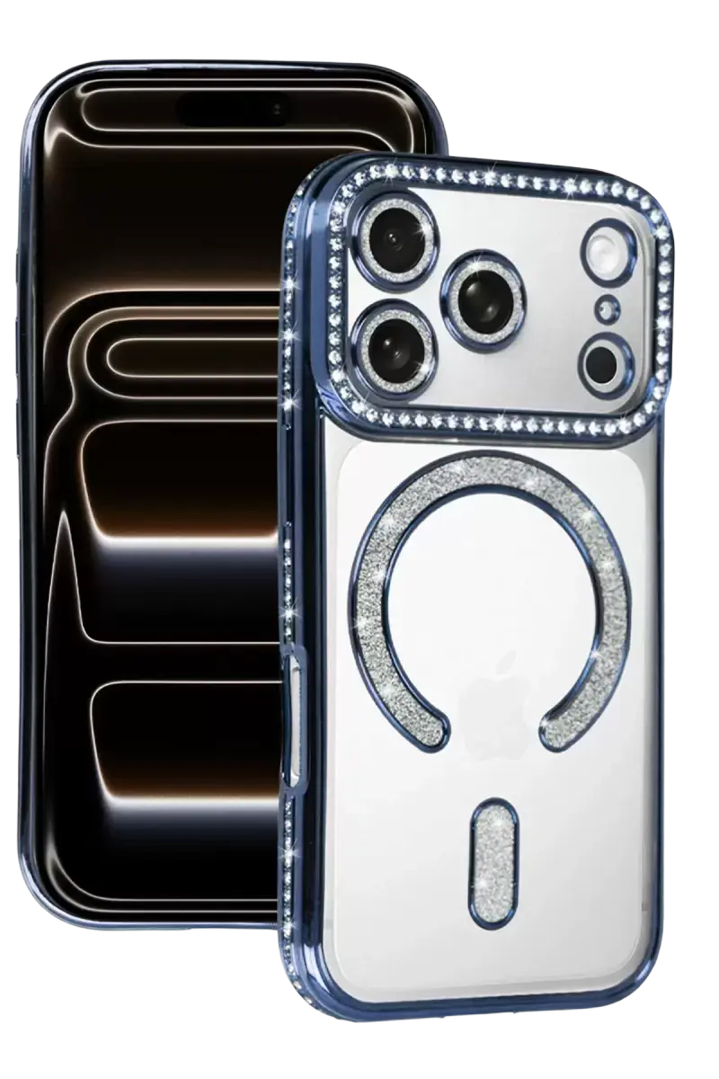 Newface Apple İphone 17 Pro Joke Simli Magneticsafe Kılıf - Mavi