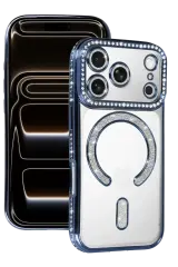Newface Apple İphone 17 Pro Joke Simli Magneticsafe Kılıf - Mavi