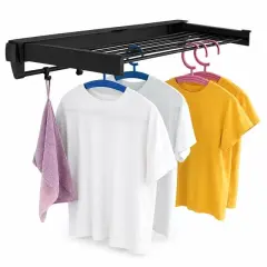 Sunup Sn-37718 Katlanabilir Çamaşır Askılığı Duvara Monte Gizli Balkon Akordeon Kurutma Siyah