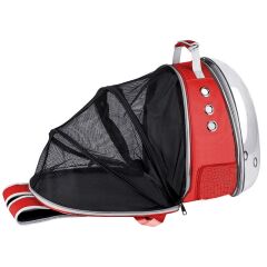 Markapet Astronot Fileli Kırılmaz Kedi Taşıma Çantası 30*32*45 cm Kırmızı