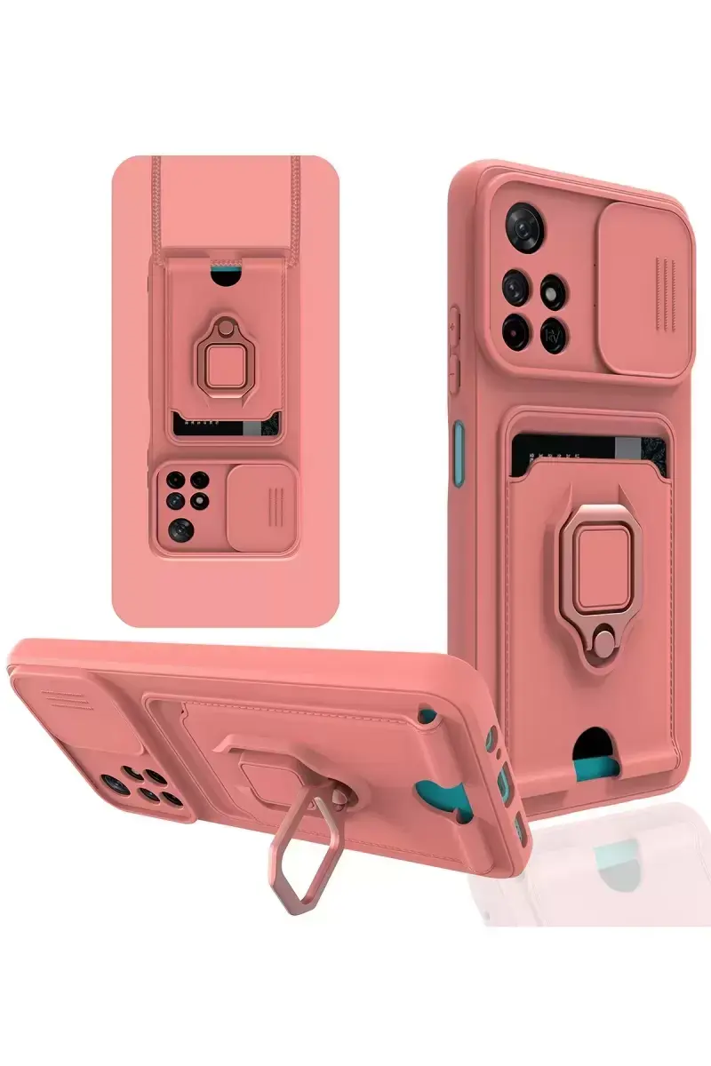 Newface Xiaomi Redmi Note 11t Kılıf Zuma Kartvizitli Yüzüklü Silikon - Pembe