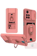 Newface Xiaomi Redmi Note 11t Kılıf Zuma Kartvizitli Yüzüklü Silikon - Pembe