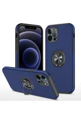 Newface Apple İphone 12 Pro Max Kılıf Elit Yüzüklü Kapak - Lacivert