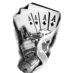 İskambil Dolar Zar Geçici Dövme Şablonu Büyük Boy