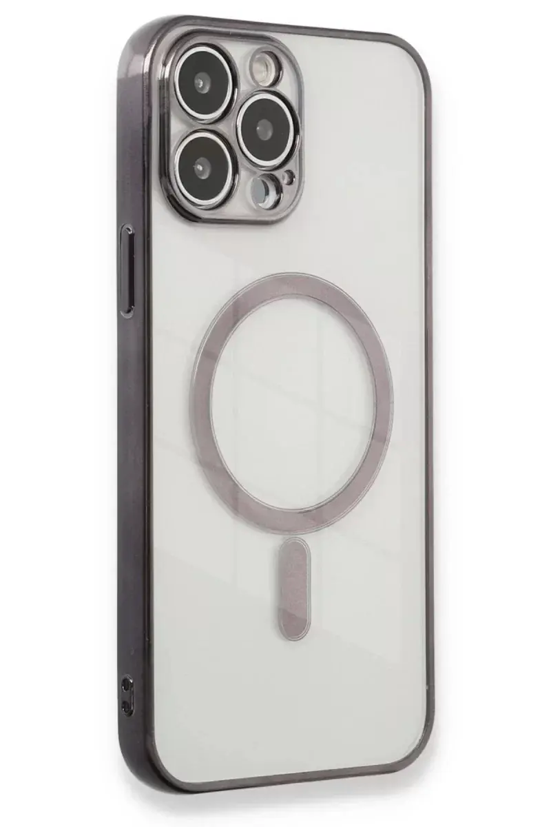 Newface İphone 13 Pro Max Kılıf Magneticsafe Lazer Silikon - Siyah
