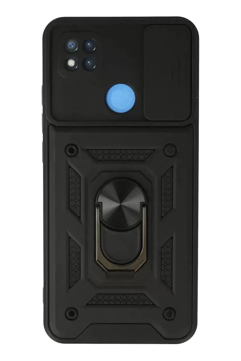Newface Xiaomi Redmi 9c Kılıf Pars Lens Yüzüklü Silikon - Siyah