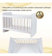 Jusso Gold White Sallanır Mobilya Beşik 60x120 Cm