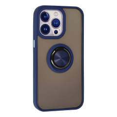 İphone 13 Pro Kılıf Montreal Yüzüklü Silikon Kapak - Lacivert