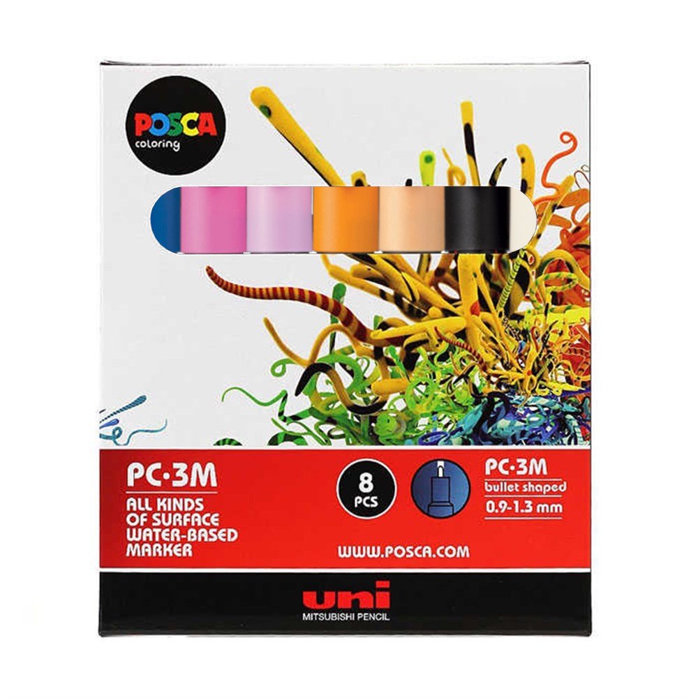 Posca Su Bazlı Marker PC-3M 8'li - Ana Renkler