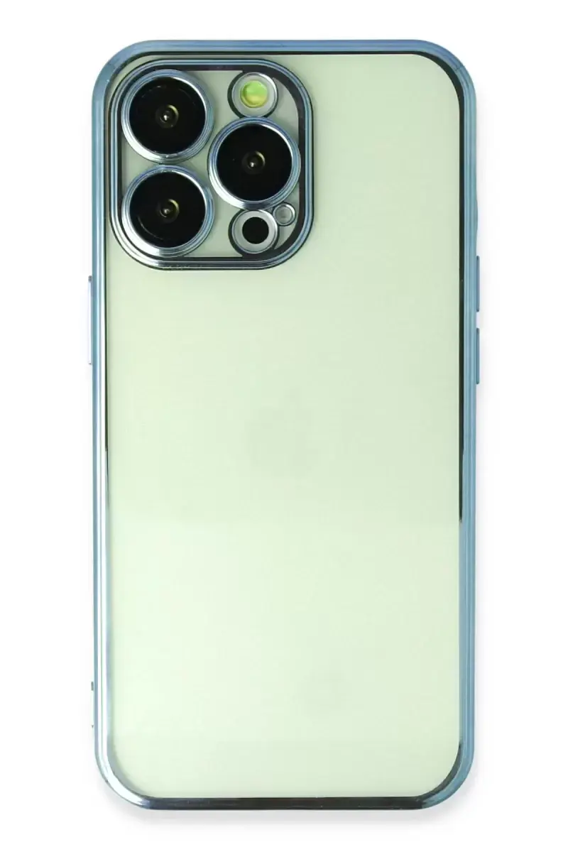 Newface Apple İphone 13 Pro Max Kılıf Razer Lensli Silikon - Açık Mavi