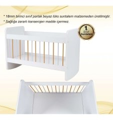 Jusso Gold White Sallanır Mobilya Beşik 50x90 Cm