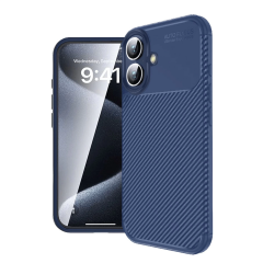 İphone 16 Plus Kılıf Auto Focus Karbon Kapak - Lacivert