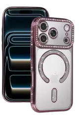 Newface Apple İphone 17 Pro Joke Simli Magneticsafe Kılıf - Pembe