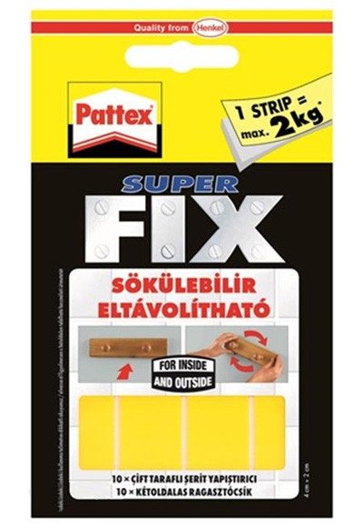 Superfix Sökülebilir Çift Taraflı Bant 2x4cm 10 Adet