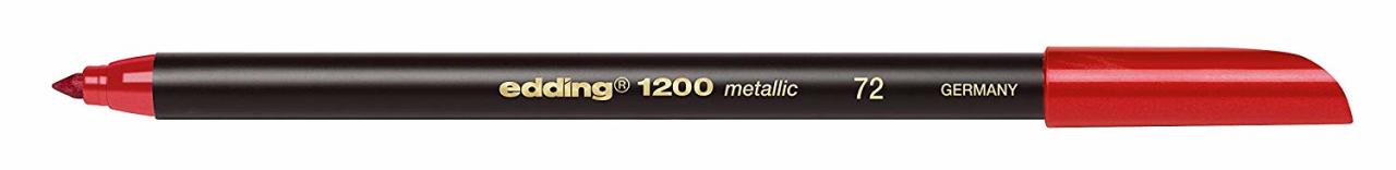 1200 Metalik Keçeli Kalem - Metalik Kırmızı