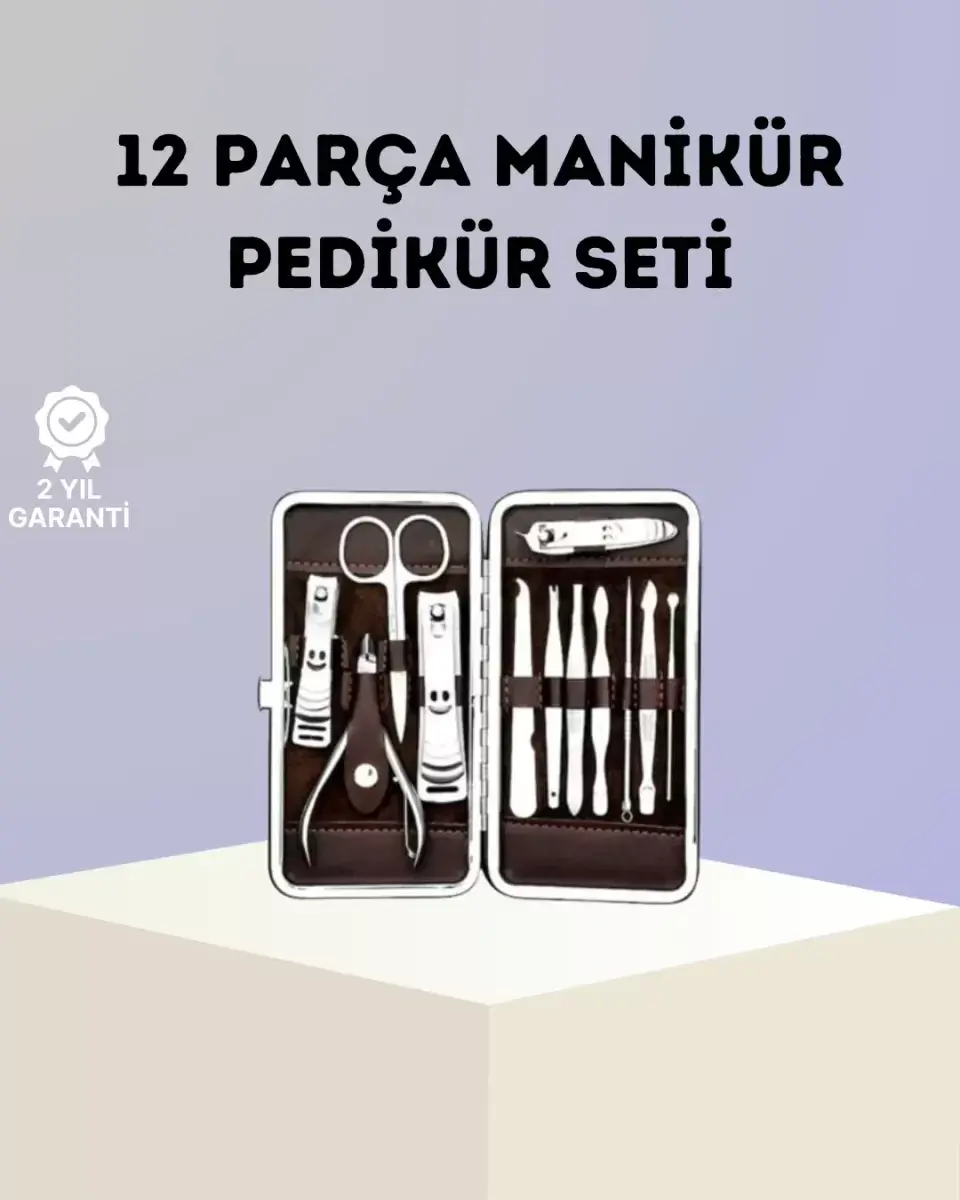 Paslanmaz Çelik Çok Fonksiyonlu 12 Manikür Seti