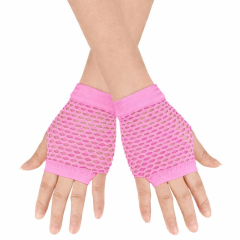 80’ler 90’lar Retro Neon Pembe File Parmaksız Kısa Eldiven 11 Cm
