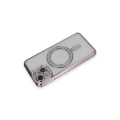 İphone 13 Kılıf Joke Simli Magneticsafe Kılıf - Pembe