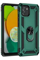 Newface Samsung Galaxy A03 Kılıf Sofya Yüzüklü Silikon Kapak - Yeşil