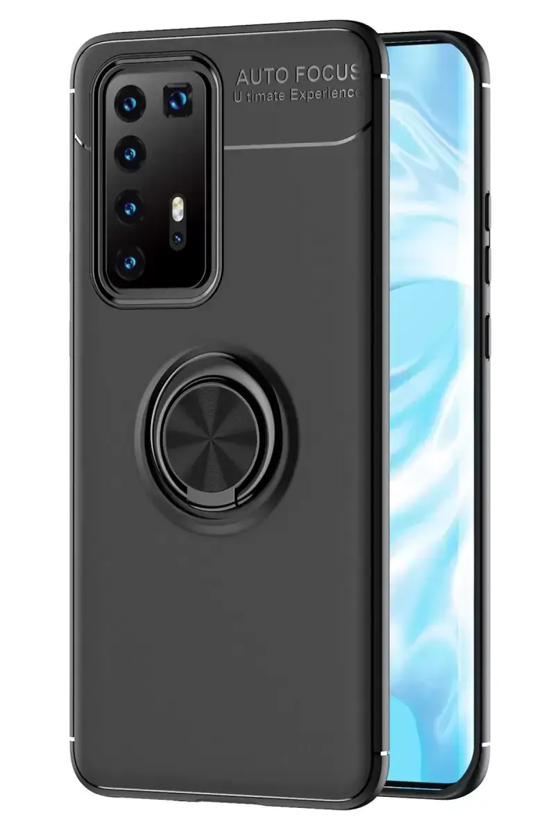 Newface Huawei P40 Pro Kılıf Range Yüzüklü Silikon - Siyah